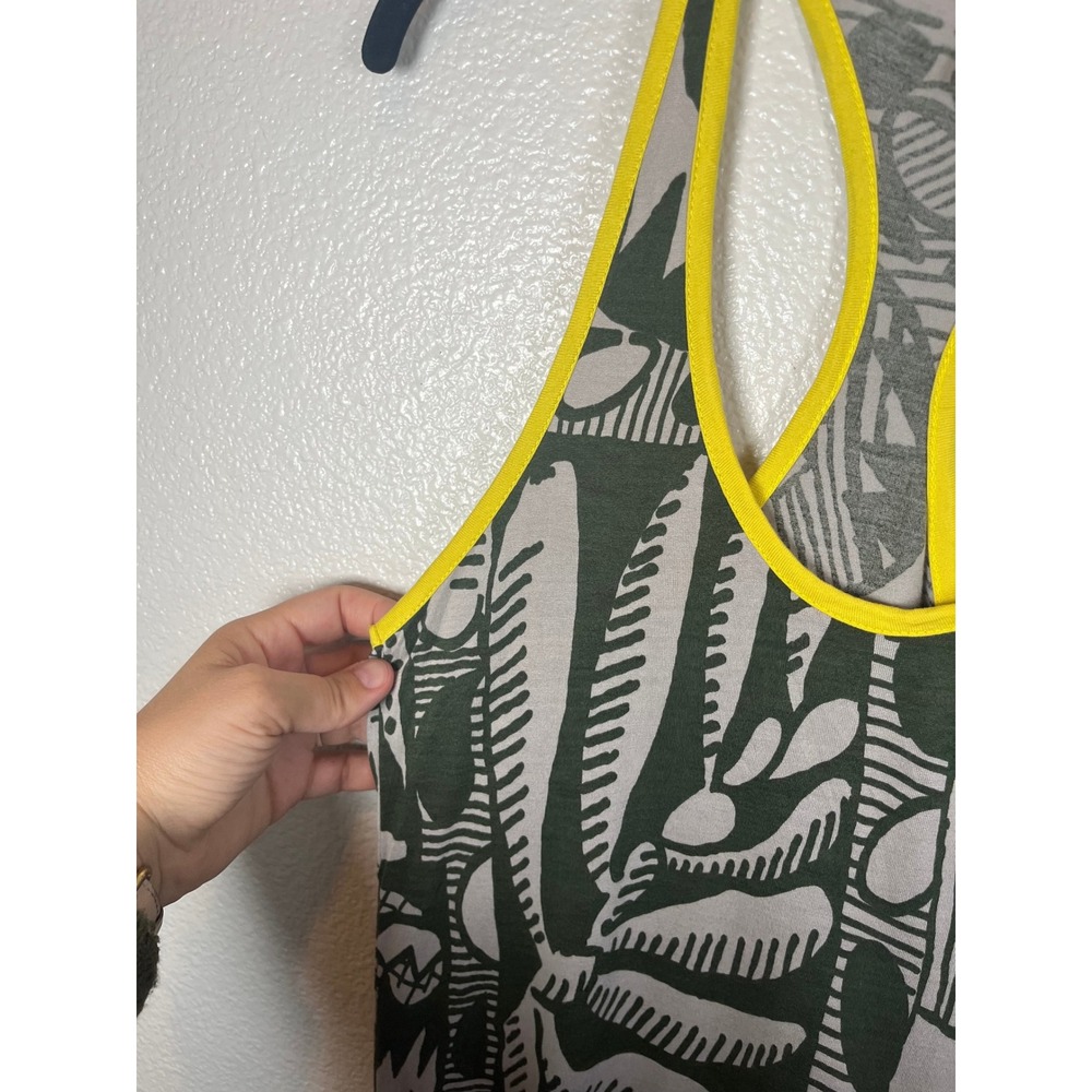 French Connection Denim Abstract Print Racerback Tank Top Green Yellow Medium - Picture 6 of 9